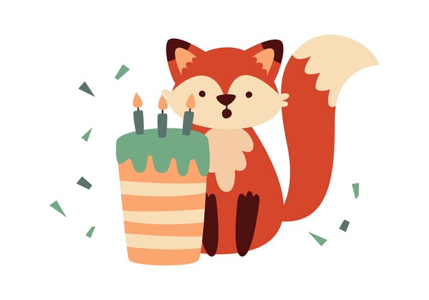 Fox with birthday cake