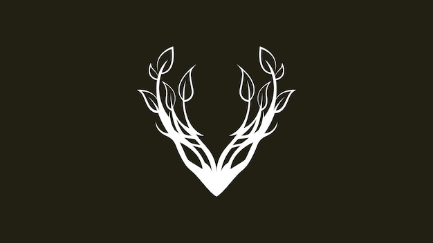 Vector fox with leaves logo in modern and minimalism style