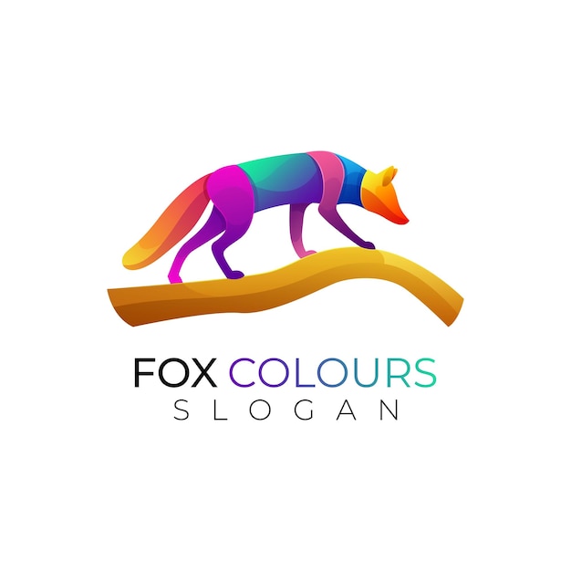 Fox on wood colorful logo