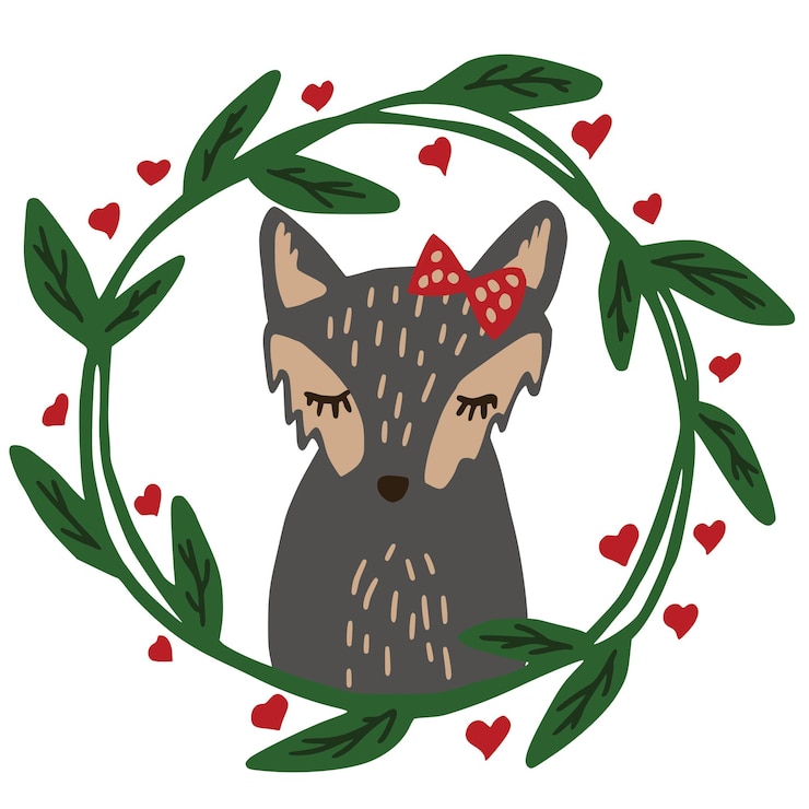 Vector fox in wreath