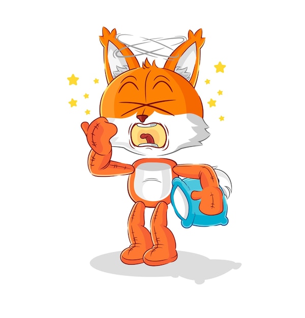 Fox yawn character cartoon mascot vector