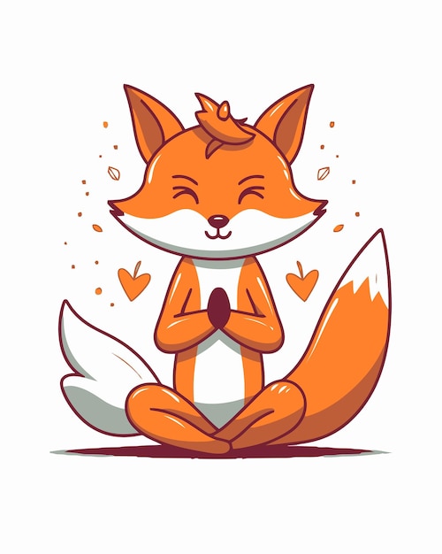 Fox in a yoga pose with a heart on his head.