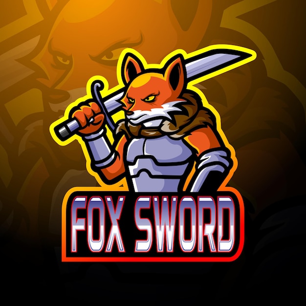 Fox zwaard esport logo mascotte ontwerp
