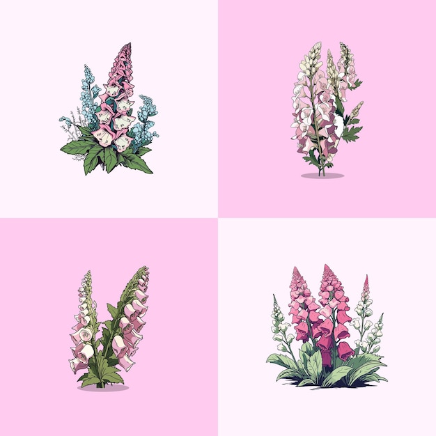 Vector foxglove vector clip art illustration