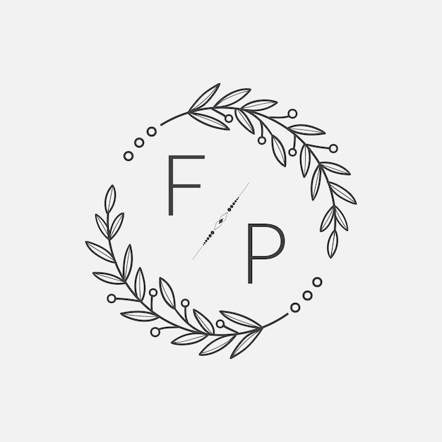 FP initiële monogram bruiloft met creatieve cirkellijn