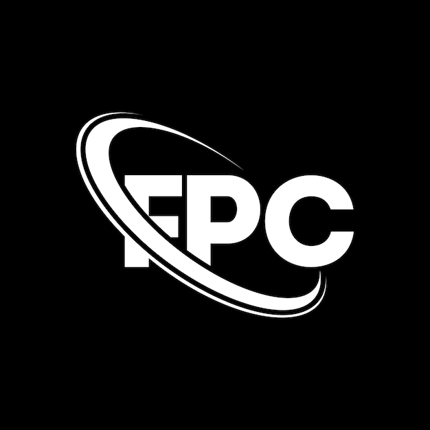 벡터 fpc 로고: fpc 문자 fpc 글자 로고 디자인 이니셜 fpc 로그는 원과 대문자 모노그램 로고로 연결되어 있으며 기술 비즈니스 및 부동산 브랜드를 위한 fpc 타이포그래피입니다.