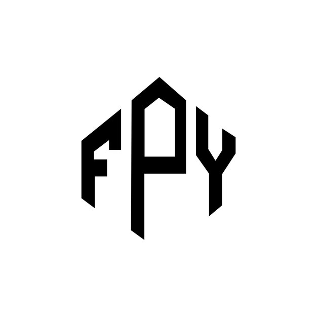 다각형 모양의 FPY 글자 로고 디자인, FPY 다각형 및 큐브 모양 로고 설계, FPY 육각형 터 로고 템플릿, 색과 검은색, FPY 모노그램, 비즈니스 및 부동산 로고