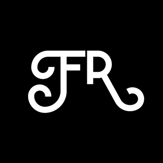 ベクトル 黒い背景のロゴデザイン   文字のデザイン  フログデザイン  クリエイティブ・イニシャル  フローグデザイン フロッグデザイン  ホワイト・レター・デザイン  f r f r ロゴデザイン