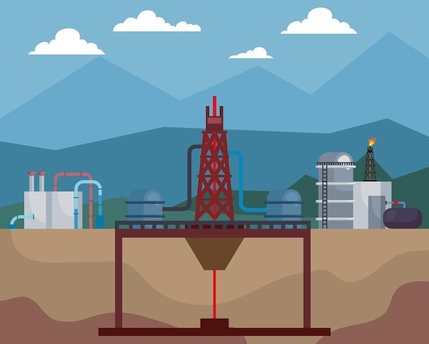 Vector fracking industry scene