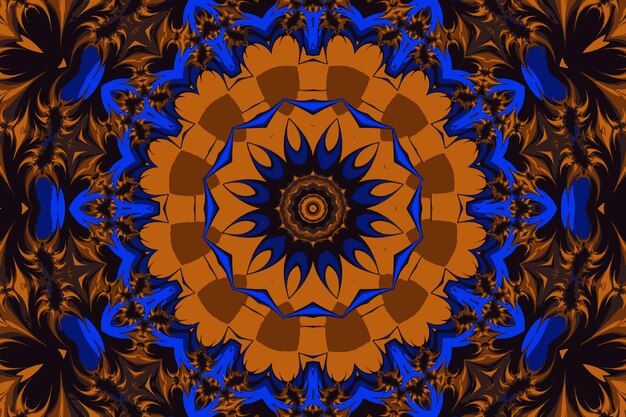 Fractal abstracte mandala met een cirkelvormig ornament in de vorm van spiralen en een mooie abstracte fl