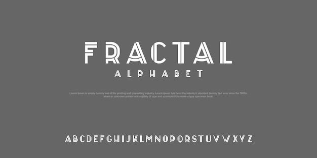 Fractal Eenvoudige klassieke lijn lettertype vectorillustratie van Alfabetletters