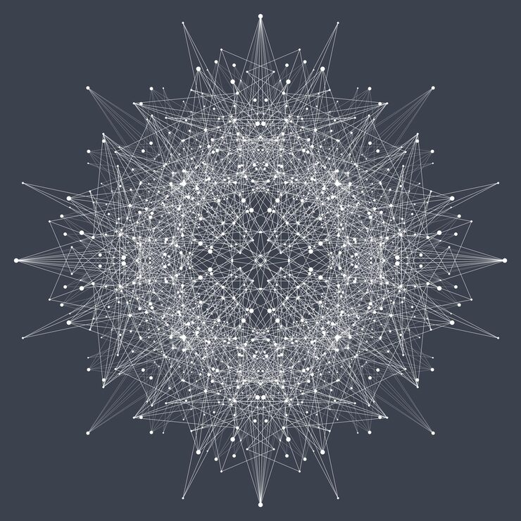 Vector fractal element with compounds lines and dots. big data complex. graphic abstract background communication. minimal array. digital data visualization. dynamic motion vector illustration.