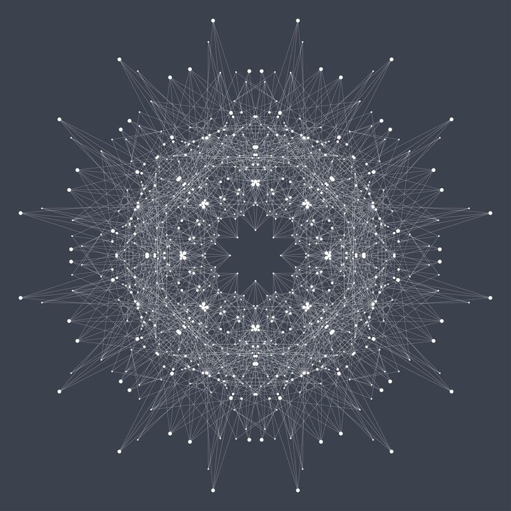 Vector fractal element with compounds lines and dots. big data complex. graphic abstract background communication. minimal array. digital data visualization. dynamic motion vector illustration.