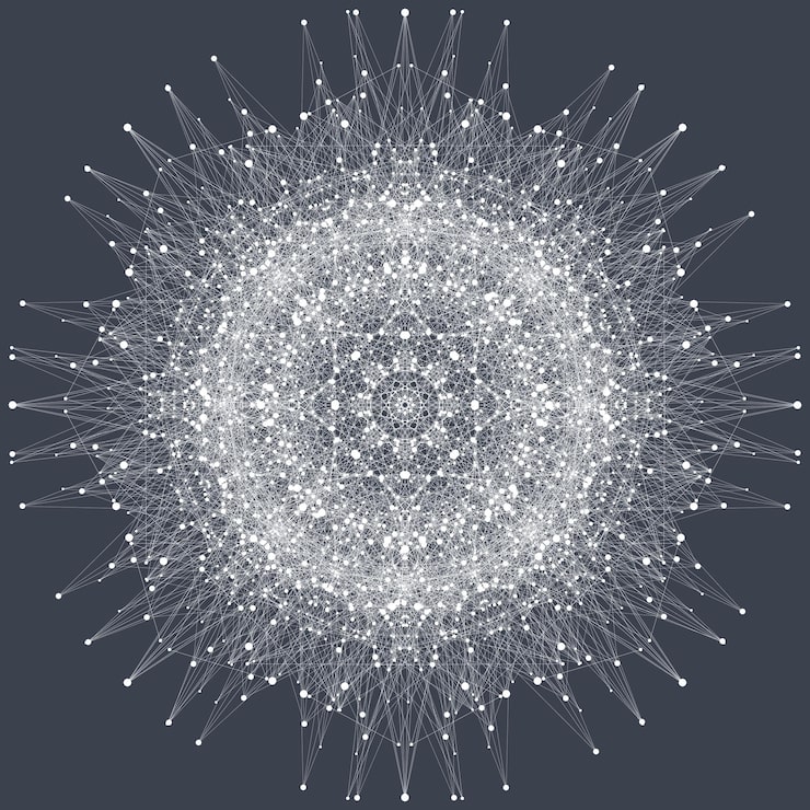 Vector fractal element with compounds lines and dots big data complex graphic abstract background communication minimal array digital data visualization dynamic motion vector illustration