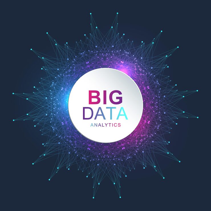 Vector fractal element with connected line and dots. virtual background communication or particle compounds. global network connection. digital data visualization. vector illustration.