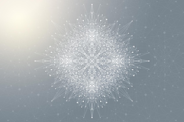 Fractal element with connected lines and dots Big data complex Virtual background communication or particle compounds Digital data visualization minimal array Lines plexus Vector illustration