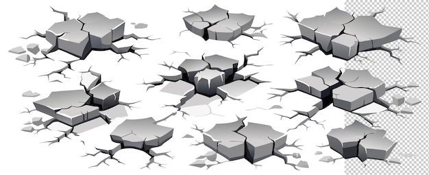 파열된 지구 3D 균열과 파열 충돌 지상 효과 래시 터 요소