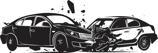 Vector fractured elegance zwarte auto-ongeluk logo collision chronicles vector car crash design in het zwart