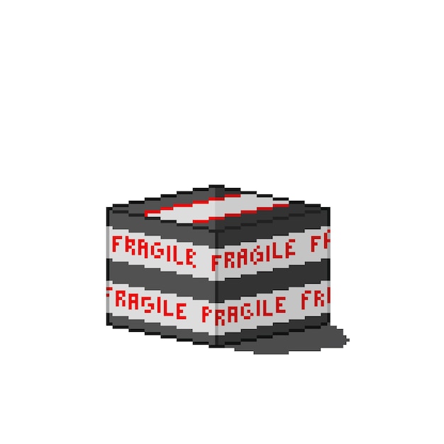 Scatola di consegna fragile con stile pixel art