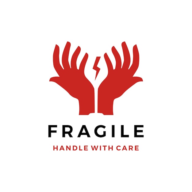 Fragile handle with care hand glass logo