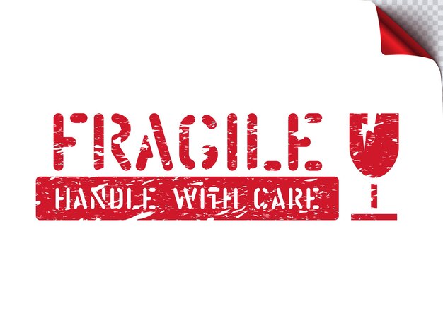 Fragile, handle with care isolated grunge rubber box sign for cargo, delivery and logistics