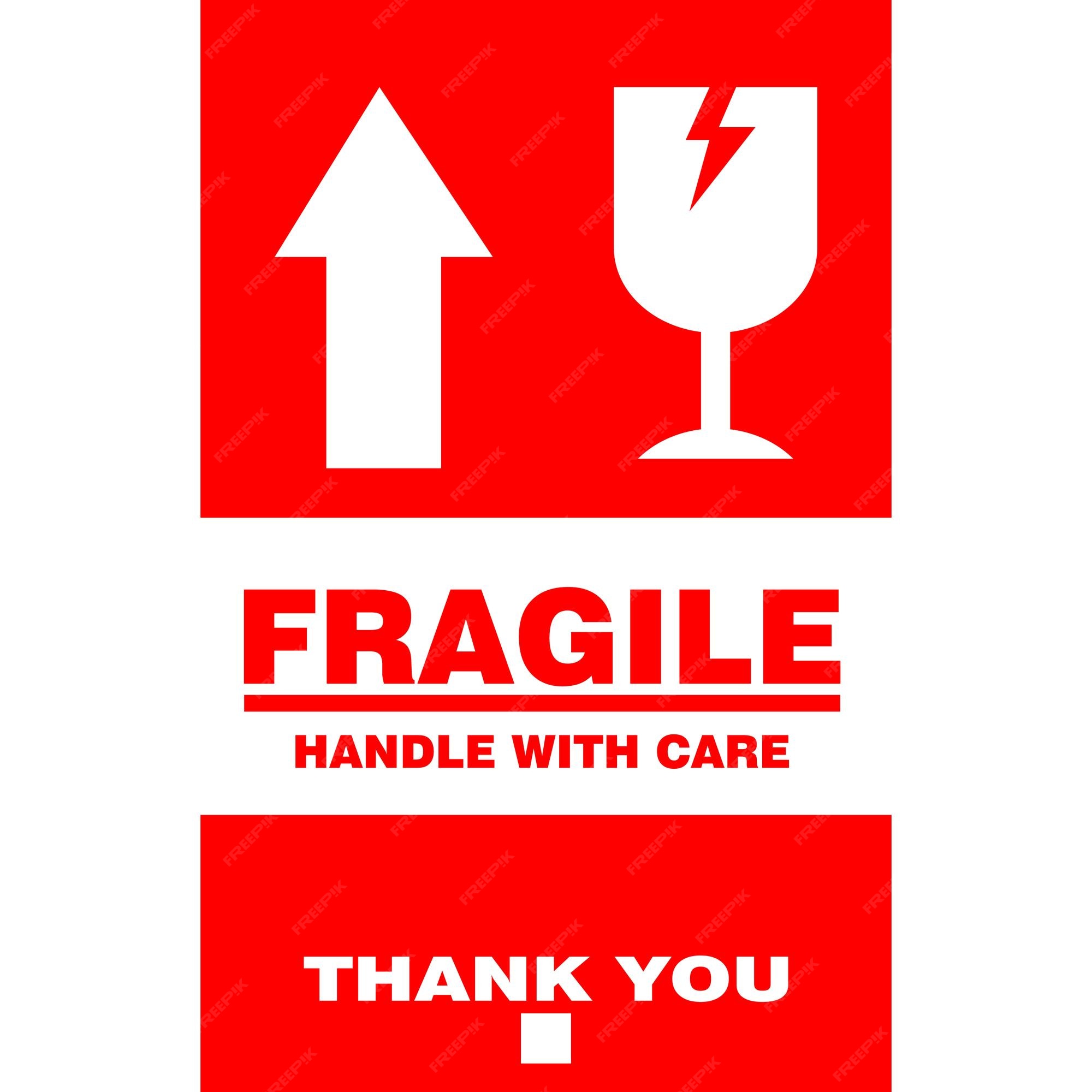 Premium Vector  Fragile, please handle with care, thank you