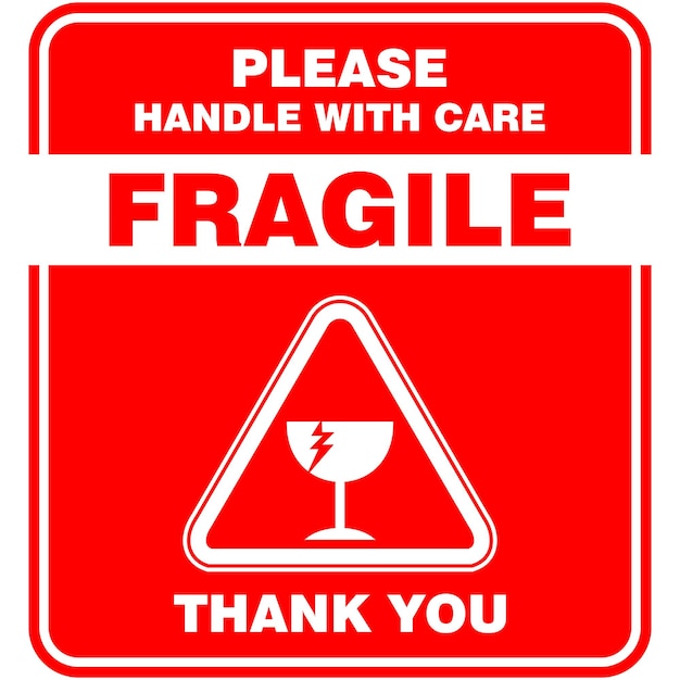 Premium Vector  Fragile, please handle with care, thank you