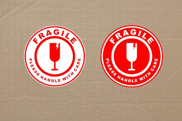 Fragile handle with care sticker and poster for delivery service