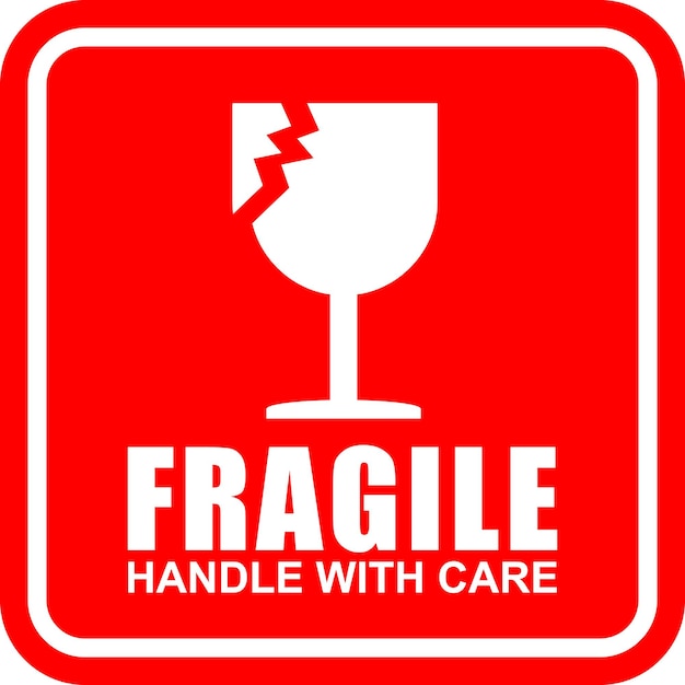 Fragile, handle with care, sticker vector