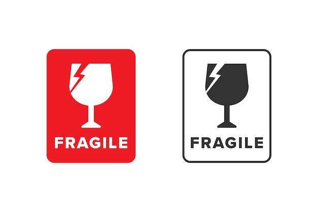 Fragile icon sign red color vector design