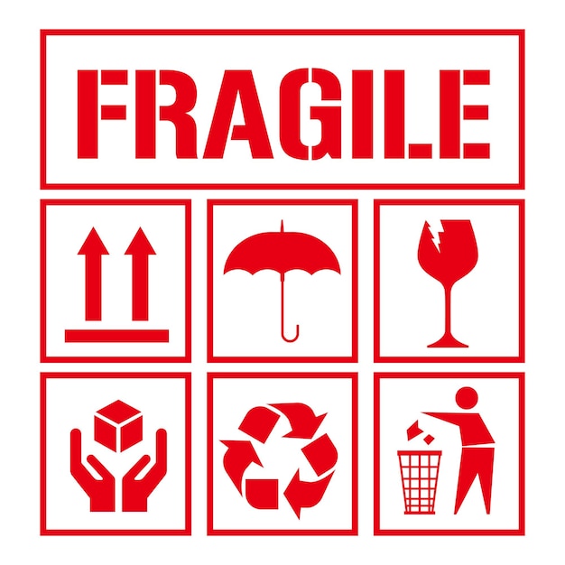 Fragile icon vector sign