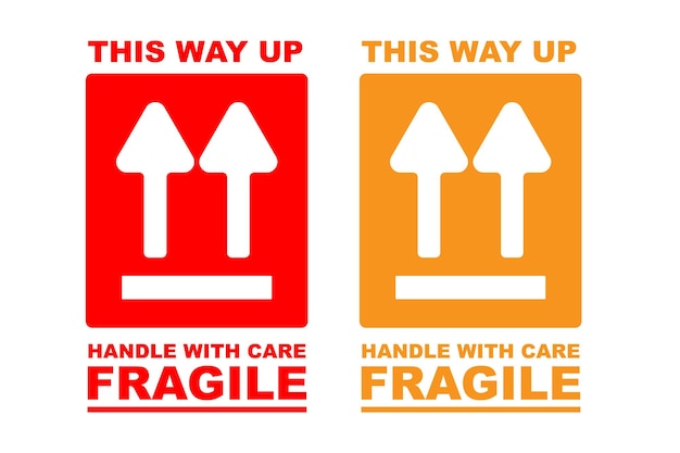 Fragile Label tag symbol packaging sticker vector design