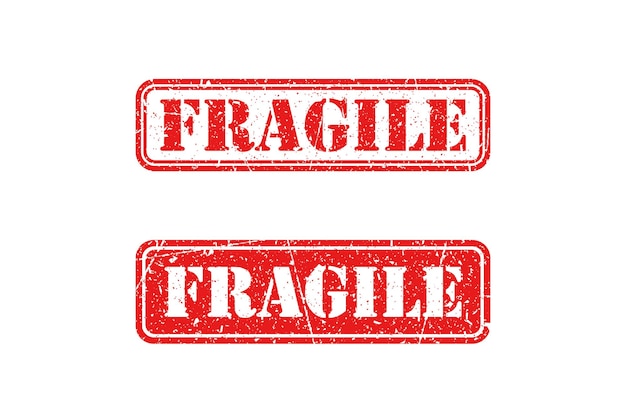 Vector fragile red stamp on white background