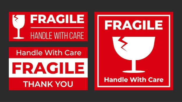 Vector fragile sign cargo label print ready editable vector