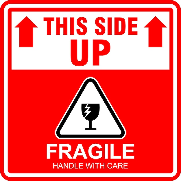 Fragile sticker and label vector