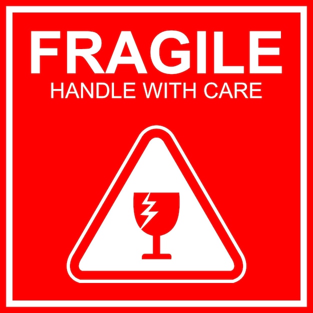 Fragile sticker and label vector