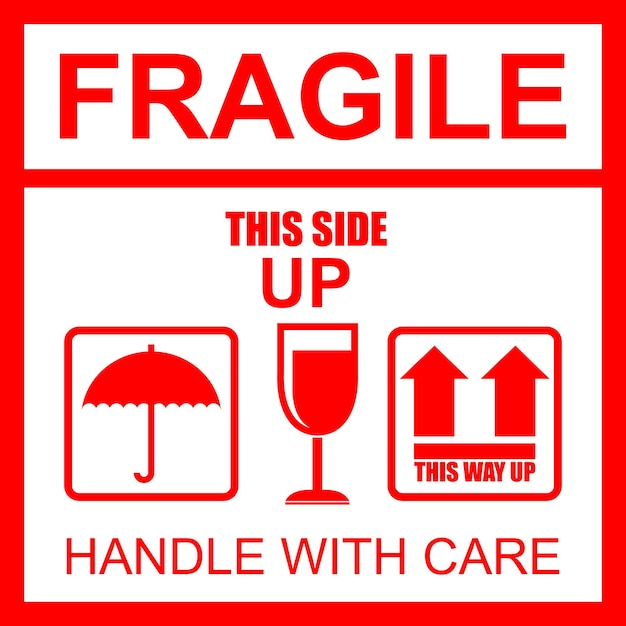 Fragile sticker and label vector