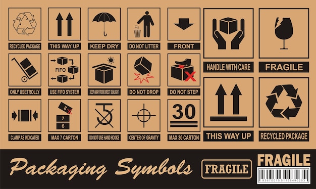 Fragile symbol on cardboard