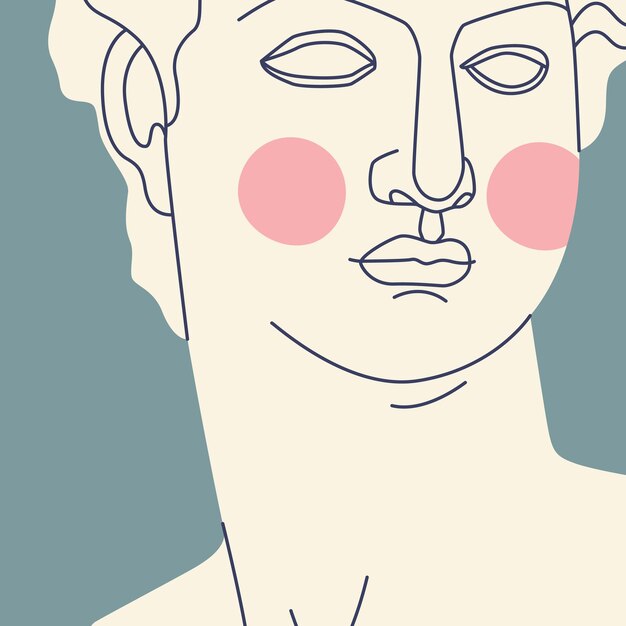 Fragment of an ancient Greek statue of a man Antique sculpture with modern elements Vector trendy illustration