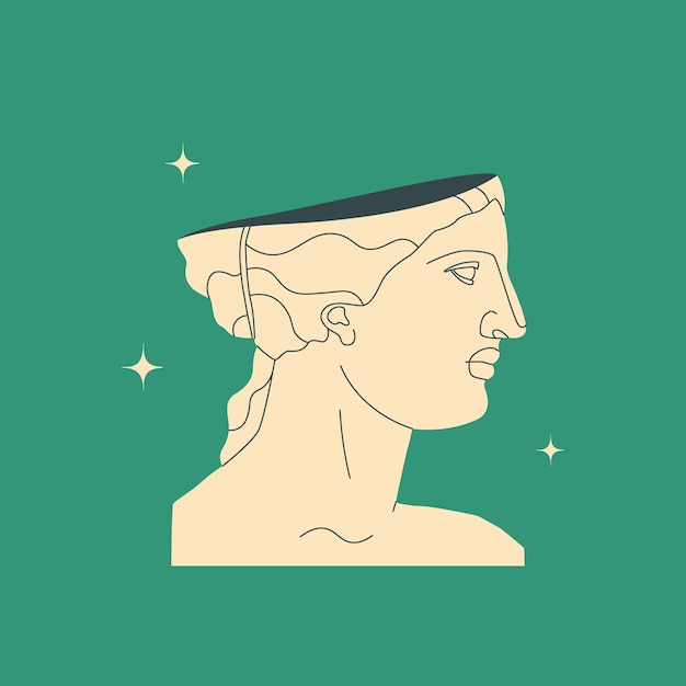 Fragment of an ancient Greek woman goddess Antique sculpture in a modern style Vector isolated trend illustration