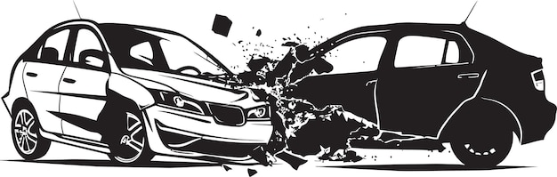 Вектор Фрагментированная симметрия вектор аварийный дизайн логотипа катастрофические хроники черная эмблема автомобильной аварии