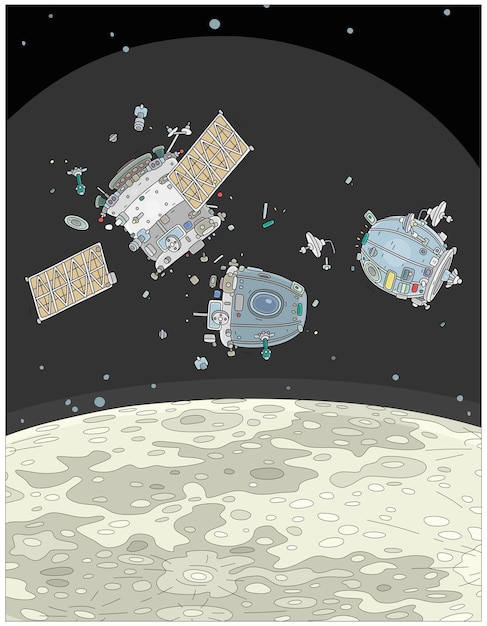 軌道から降りて月面に着陸する際に破壊された宇宙船の断片