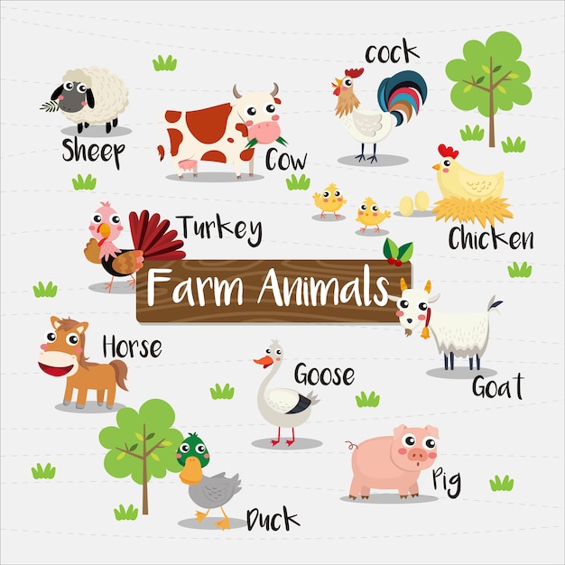 Fram Animals cartoon with animal name