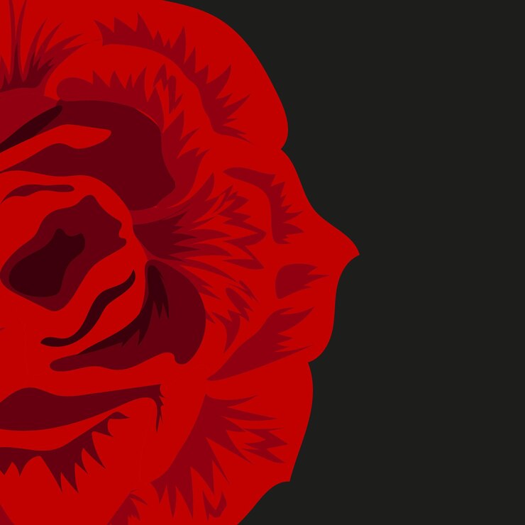 Vector frame for advertising or postcards for various holidays consisting of half of a bright red rose