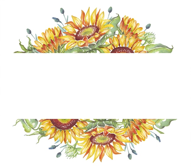 Frame aquarel zonnebloemen vector