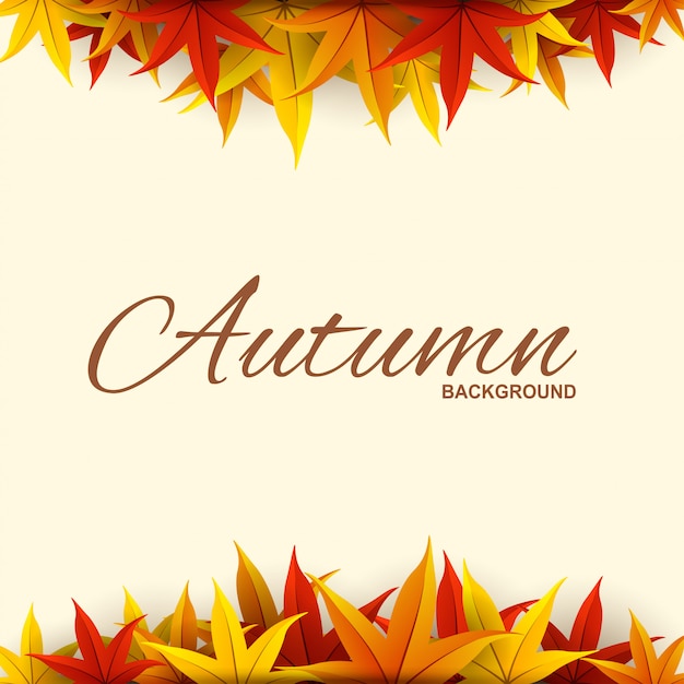 Frame background with red, orange and yellow autumn leaves