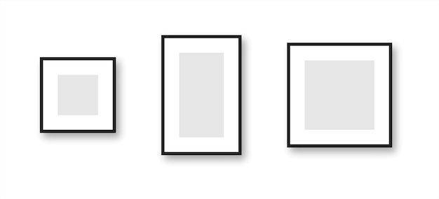 Вектор Коллекция рамок с черной рамкой векторная изолированная иллюстрация рамки для фотографий пустые рамки макет