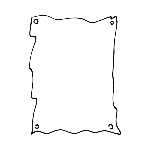 Frame border hand drawn rectangle shape icon for decorative vintage doodle element for design