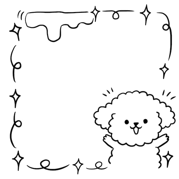 рамка мультфильм животное милый каваи каракули раскраска страница рисование иллюстрация клип арт манга аниме