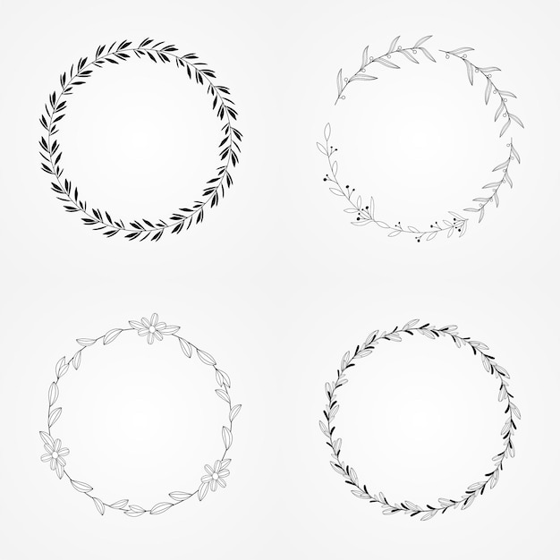 Frame circle botanical wreath floral